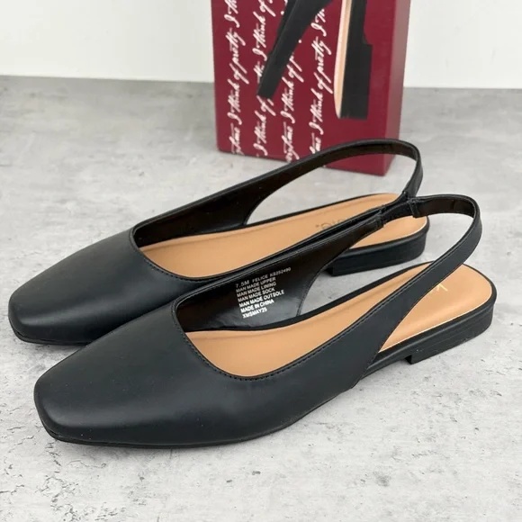 Kensie Felice Women's Shoes Black Slingback Flats Size 7.5 New In Box - Picture 1 of 5